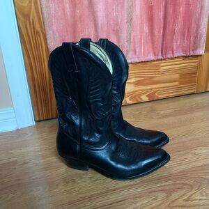 BOULET Men’s Black Cowboy Boots - Size 38, Genuine Leather